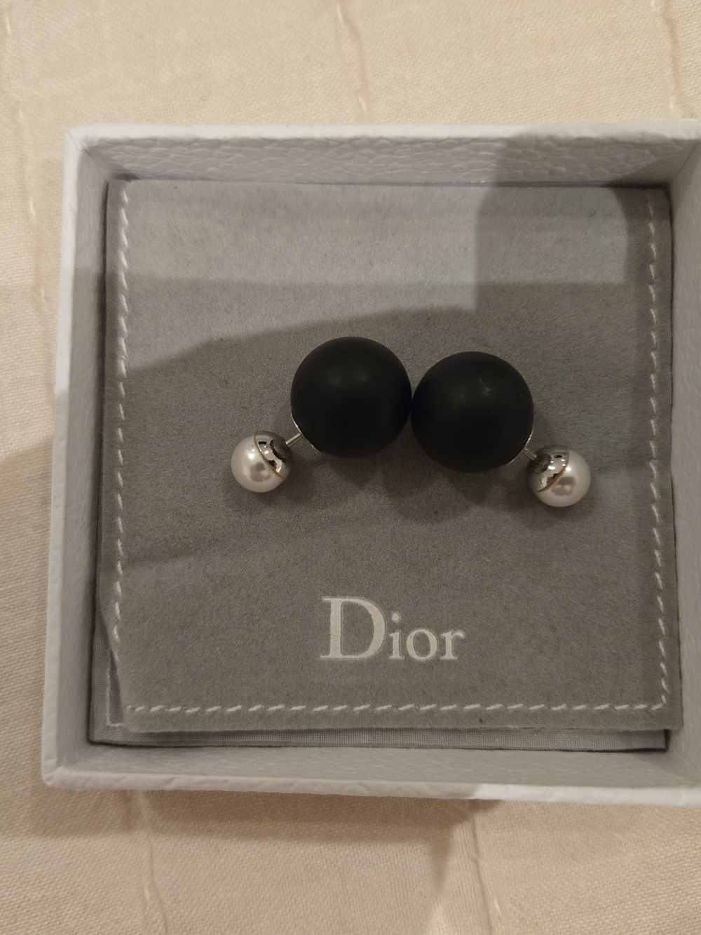Dior Black & White Tribal Pearl Double-Sided Earrings